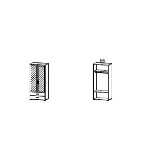 MENTON - Armoire 2 portes miroirs 2 tiroirs toute penderie 