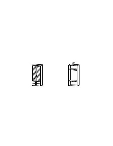 MENTON - Armoire 2 portes miroirs 2 tiroirs toute penderie 