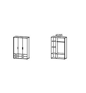 MENTON - Armoire 3 portes 4 tiroirs 1/3 lingère 2/3 penderie 
