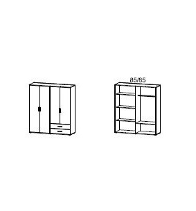 MENTON - Armoire 4 portes 2 tiroirs 1/2 lingère 1/2 penderie 