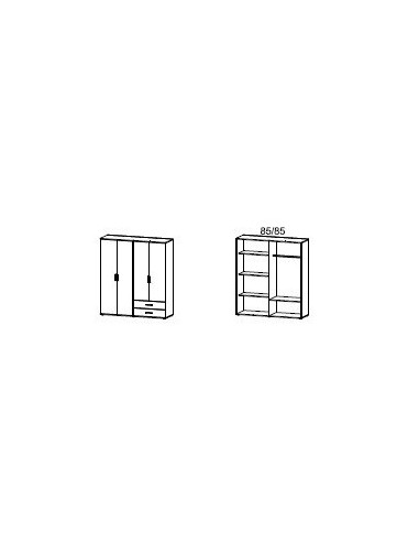 MENTON - Armoire 4 portes 2 tiroirs 1/2 lingère 1/2 penderie 