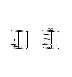 MENTON - Armoire 4 portes 4 tiroirs 1/2 lingère 1/2 penderie 
