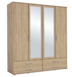 MENTON - Armoire 4 portes dont 2 miroirs 4 tiroirs 1/2 lingère 1/2 penderie 
