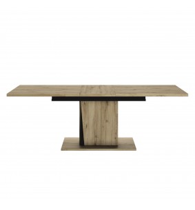 TITAN - Table de séjour rectangulaire pied central 1 allonge  2