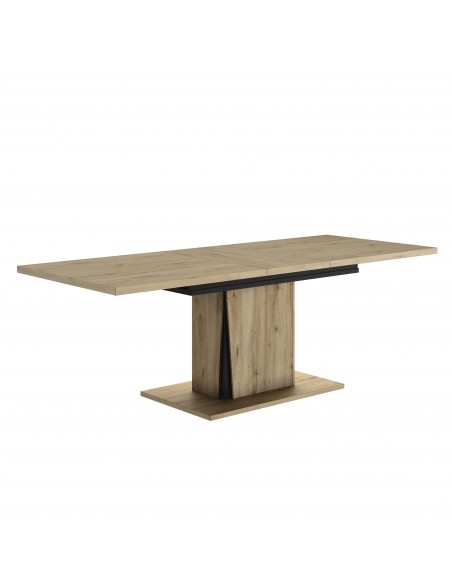TITAN - Table de séjour rectangulaire pied central 1 allonge 