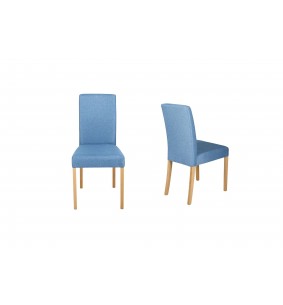 LANA - Chaise de séjour Naturel Bleu lot de 2 