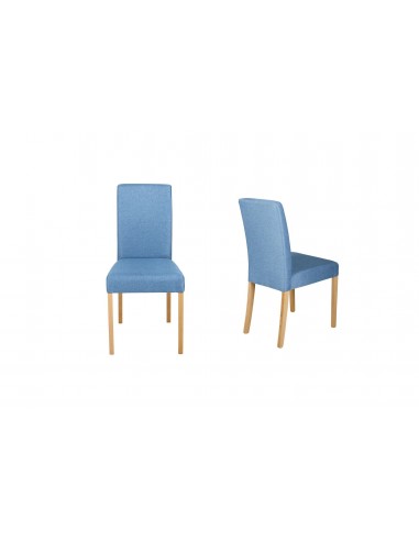 LANA - Chaise de séjour Naturel Bleu lot de 2 