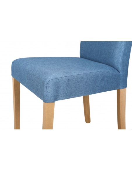 LANA - Chaise de séjour Naturel Bleu lot de 2 