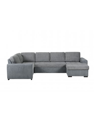MAXWELL - Salon d’angle U convertible avec méridienne coffre DROIT tissu gris 