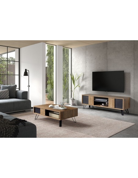 ONIX - Meuble TV 2 portes 1 tablette centrale 