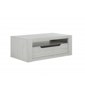 ALIKANTE - Table basse rectangulaire 1 tiroir 1 tablette 2 niches 