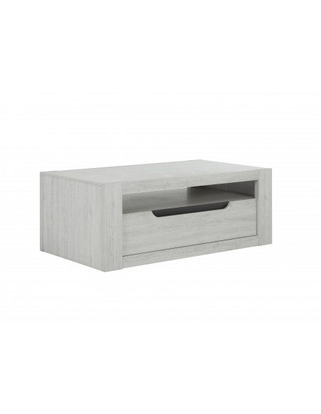 ALIKANTE - Table basse rectangulaire 1 tiroir 1 tablette 2 niches 