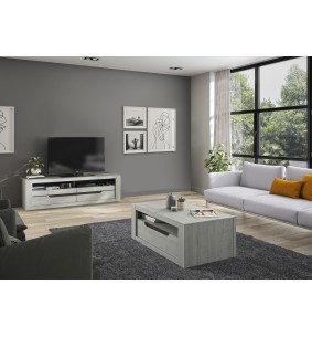 ALIKANTE - Table basse rectangulaire 1 tiroir 1 tablette 2 niches  2