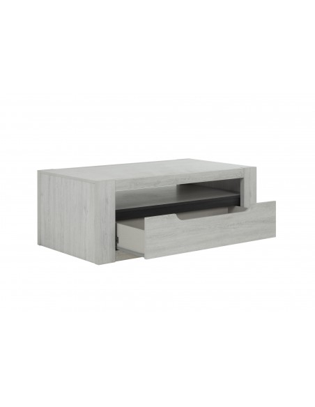 ALIKANTE - Table basse rectangulaire 1 tiroir 1 tablette 2 niches 