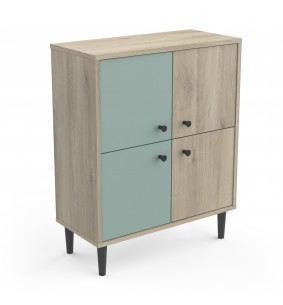 SMARTY - Meuble d'appoint 4 portes imitation Chêne kronberg/Vert 