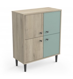 SMARTY - Meuble d'appoint 4 portes imitation Chêne kronberg/Vert  2