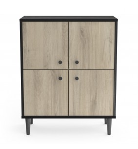 SMARTY - Meuble d'appoint 4 portes imitation Chêne kronberg/Noir  2