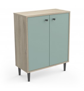 SMARTY - Meuble d'appoint 2 portes imitation Chêne kronberg/Vert 