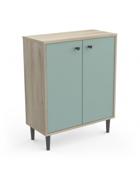 SMARTY - Meuble d'appoint 2 portes imitation Chêne kronberg/Vert 