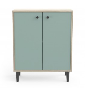 SMARTY - Meuble d'appoint 2 portes imitation Chêne kronberg/Vert  2