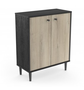 SMARTY - Meuble d'appoint 2 portes imitation Chêne kronberg/Noir 