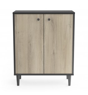 SMARTY - Meuble d'appoint 2 portes imitation Chêne kronberg/Noir  2