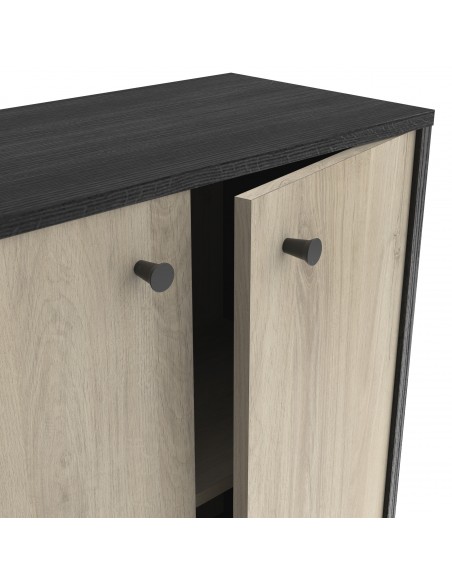 SMARTY - Meuble d'appoint 2 portes imitation Chêne kronberg/Noir 