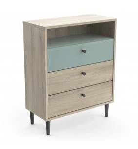 SMARTY - Commode 3 tiroirs 1 niche Chêne kronberg/Vert 