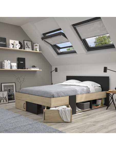 LEVEL - Lit gain de place pour couchage 140x190 (sans sommier ni matelas) 