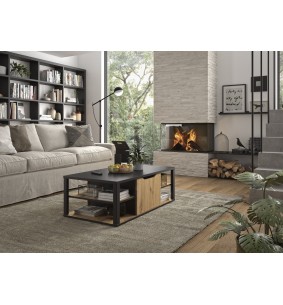 LONDRES - Table basse rectangulaire 1 porte 2 tablettes 
