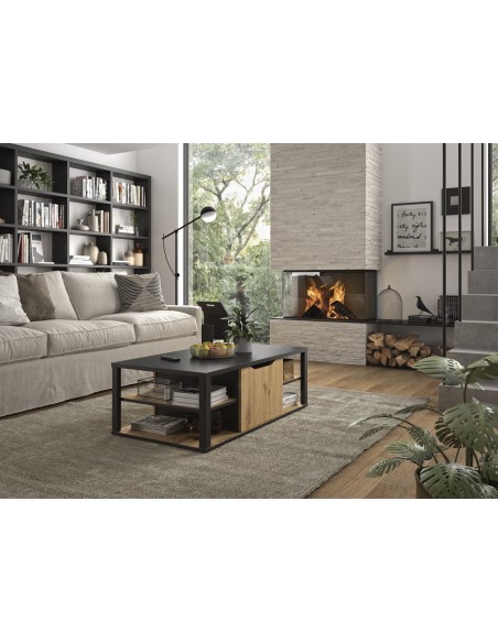 LONDRES - Table basse rectangulaire 1 porte 2 tablettes 