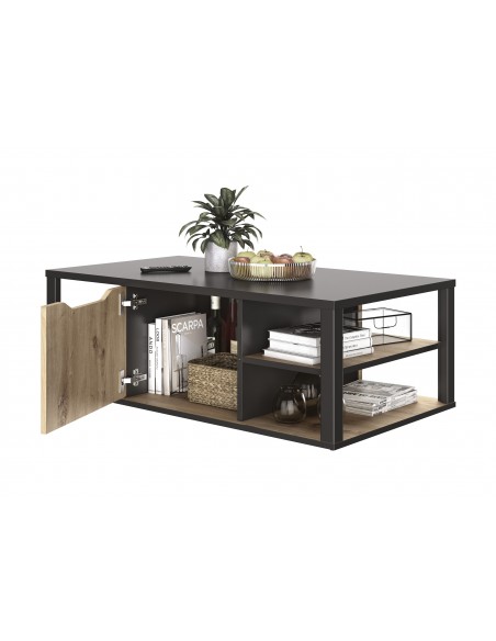 LONDRES - Table basse rectangulaire 1 porte 2 tablettes 