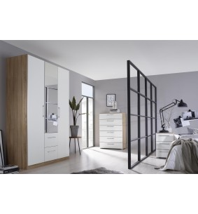 ELISE - Armoire 3 portes dont 1 miroir central 2 tiroirs 