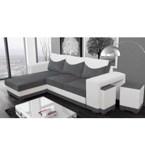 AVERY - Canapé d'angle convertible avec 2 poufs 