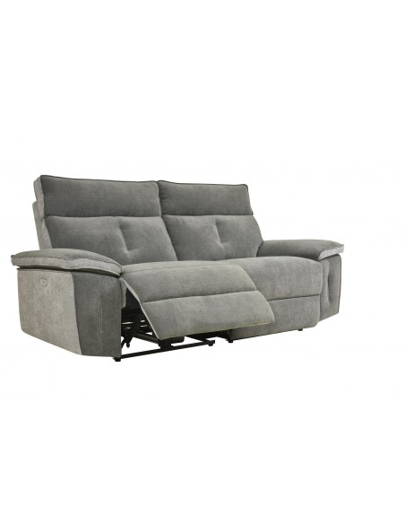 DENVER - Canapé 2.5 places relaxation électrique gris 