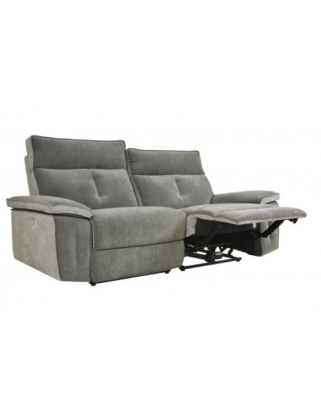DENVER - Canapé 2.5 places relaxation électrique gris 