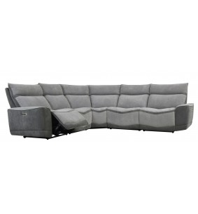 LOS ANGELES - Canapé angle relaxation électrique modulable support lombaire gris 