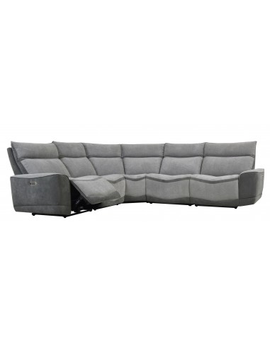 LOS ANGELES - Canapé angle relaxation électrique modulable support lombaire gris 