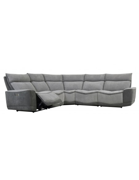 LOS ANGELES - Canapé angle relaxation électrique modulable support lombaire gris 