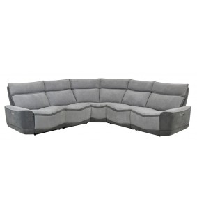 LOS ANGELES - Canapé angle relaxation électrique modulable support lombaire gris  2