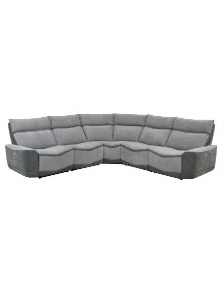 LOS ANGELES - Canapé angle relaxation électrique modulable support lombaire gris 