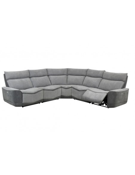 LOS ANGELES - Canapé angle relaxation électrique modulable support lombaire gris 