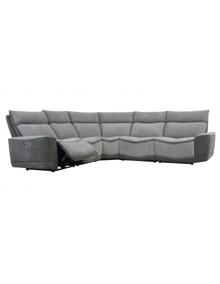 LOS ANGELES - Canapé angle relaxation électrique modulable support lombaire gris 