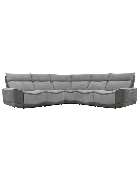 LOS ANGELES - Canapé angle relaxation électrique modulable support lombaire gris 