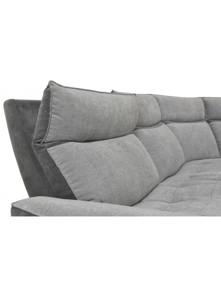 LOS ANGELES - Canapé angle relaxation électrique modulable support lombaire gris 
