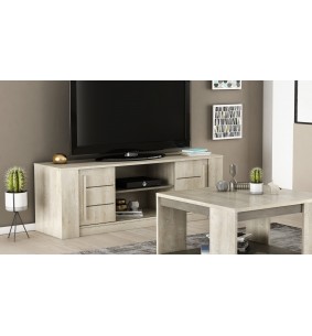 NICE - Banc TV-Hifi 2 portes coulissantes 