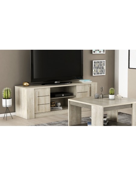 NICE - Banc TV-Hifi 2 portes coulissantes 