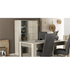 NICE - Vitrine 1 porte vitrée 4 rayons verre 4 rayons bois 