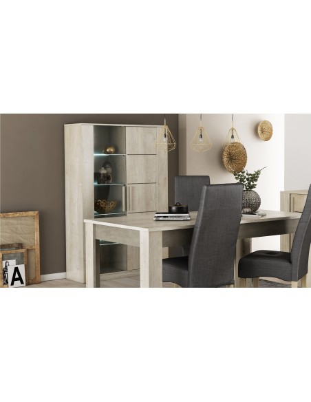 NICE - Vitrine 1 porte vitrée 4 rayons verre 4 rayons bois 