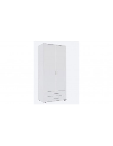 MENTON - Armoire 2 portes 2 tiroirs Blanc 